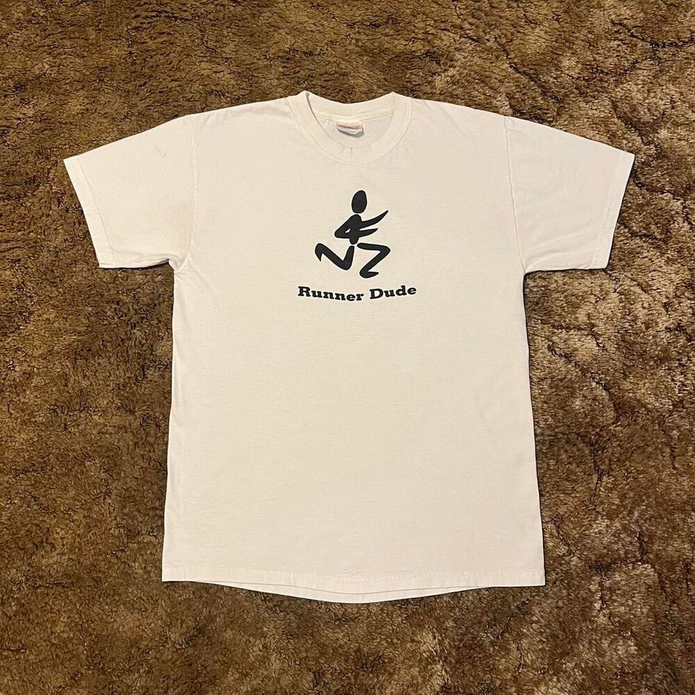 Vintage "Runner Dude" T-Shirt Tee White Medium